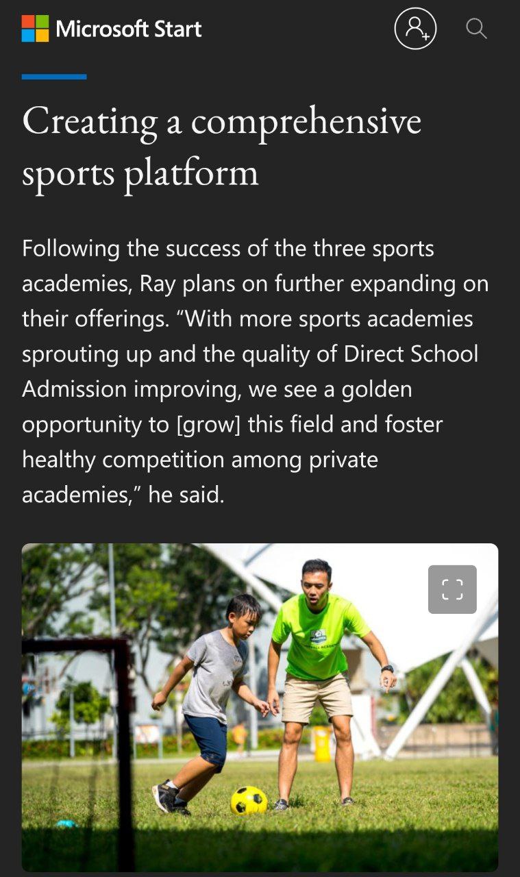 Football Academy Singapore Feature MSN
