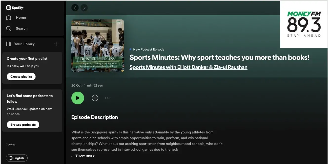 Football Academy Singapore Feature MoneyFM 89.3